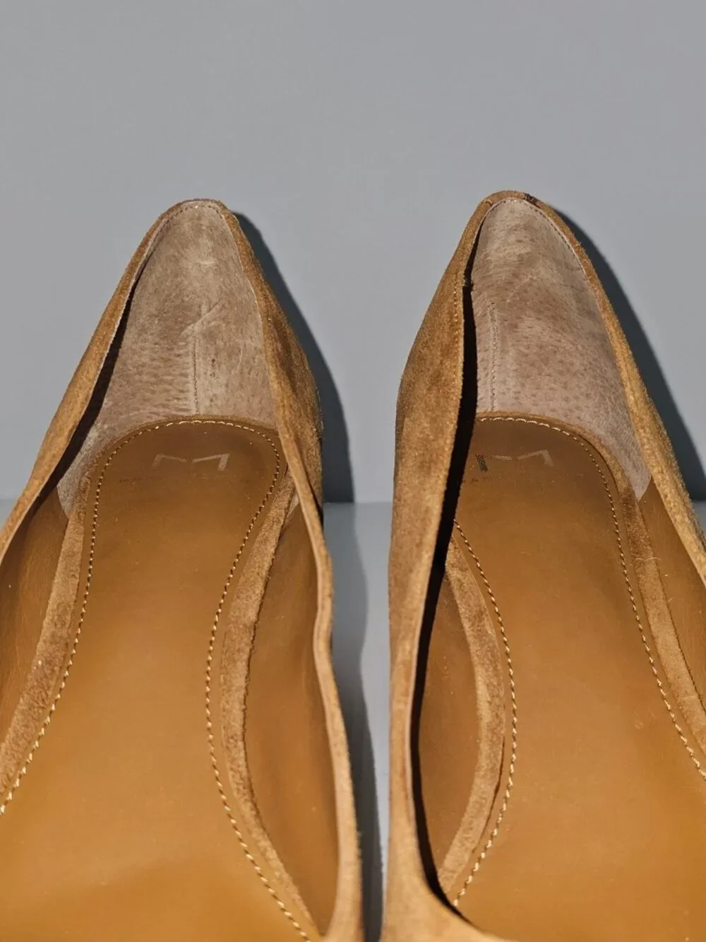Marc Fisher LTD Yehudi Pointed Toe Pumps Womens 11 Natural Tan Suede Block Heel